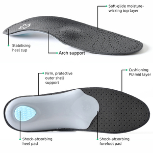 Semelles orthopédiques en cuir avec soutien de la voûte plantaire pour pieds plats, usage sportif, hommes et femmes, correction des jambes en O/X - Product Image 4