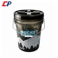 Seau en plastique PP rond pour le detailing automobile avec couvercle à vis refermable pour un stockage polyvalent