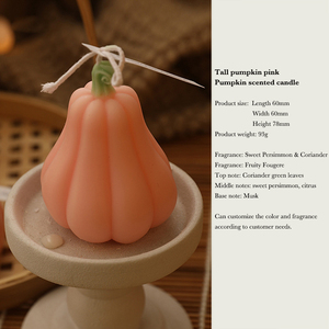 Bougie en forme de citrouille Bougie d'Halloween avec étiquette personnalisée pour la décoration des vacances - Product Image 5