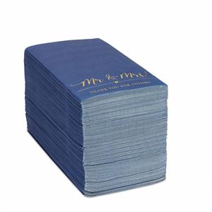 Serviettes jetables carrées en pâte de bois 18 g/m² 12x16 pouces 3 plis 4 volets, bleu métallisé, style mariage moderne, sac 'Mr/Mrs' - Product Image 3