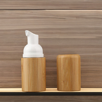 Distributeur de mousse en bambou, flacon de luxe en plastique de 50 ml avec bouchon en bambou, logo gravé personnalisé