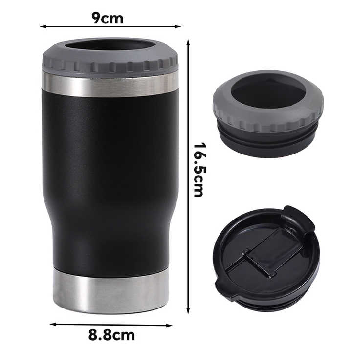 New Product Two Lids 14oz Double Wall 304 Stainless Steel Tumbler Insulated Vacuum Beer Can Bottle Cooler