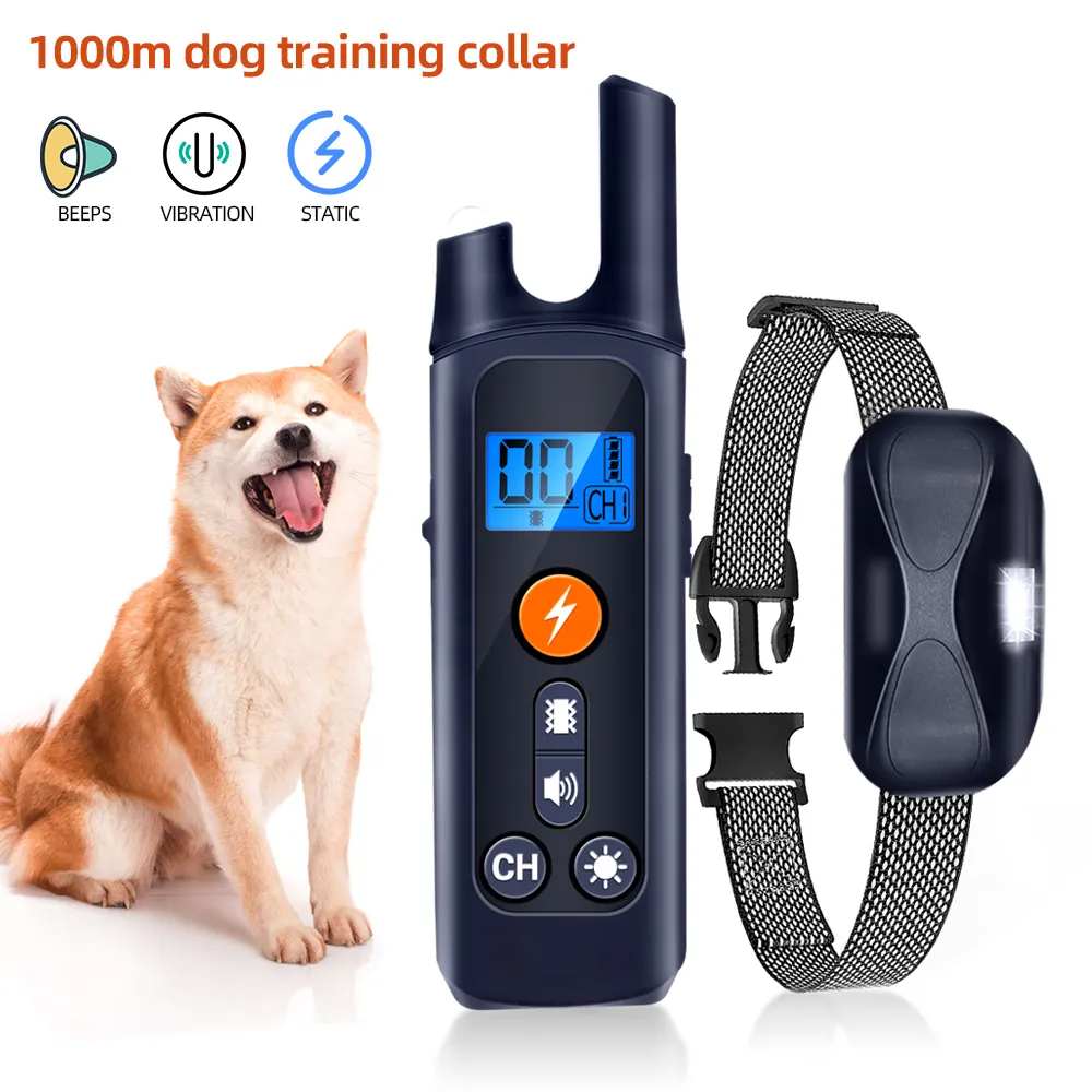 1000ft Điện Không Thấm Nước Sạc Điều Khiển Pet Sốc E Cổ Áo Từ Xa Dog Đào Tạo Cổ Áo Cho Pet Đào Tạo & Hành Vi