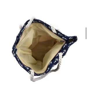 Style japonais femmes toile grande capacité sac à main superposé sac fourre-tout avec fermeture à glissière petit sac à main doublure en polyester - Product Image 4