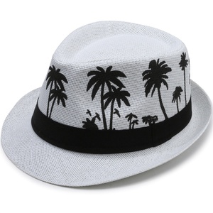 Chapeau Fedora d'été décontracté pour homme motif cocotier plage protection solaire Jazz paille Hatt - Product Image 5