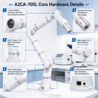 Bras robotisé Hirobot en alliage d'aluminium 7DOF A2CA-705L ultra-léger avec moteur, poids 12,5 kg, capacité de charge 5 kg, 450 W DC48V