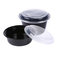 16oz 24oz 32oz 37oz 48oz Récipients jetables à emporter noirs boîte à lunch en plastique avec couvercles pour aliments