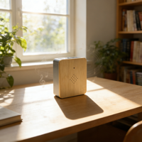 Machine à sons d'oiseaux avec détection jour/nuit, audio personnalisé, bruit blanc, alimentation par piles, design carré sans fil pour la décoration intérieure