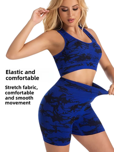 Soutien-gorge de sport de yoga sans couture tie-dye populaire, short de levage des fesses, ensemble de fitness pour les femmes dans la salle de sport - Product Image 5