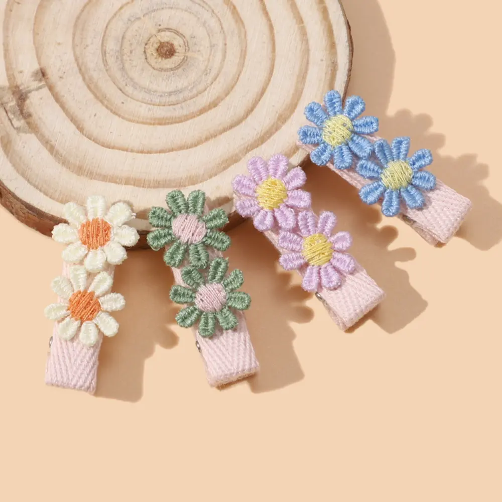 Xiximi Cô Gái Ngọt Ngào Móc Daisy Hoa Tóc Pins Knit Bông Với Hợp Kim Snap Clip Elegent Handmade Công Chúa Tóc Phụ Kiện