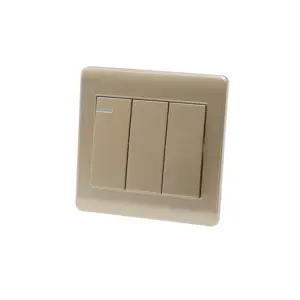 Jeetec Cepex F5 Range 3 Gang 1 way switch Color dorado cepillado Balancín medio PC Plate 86 Plate 3*3