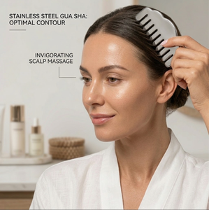 Masseur de cuir chevelu acier inoxydable Gua Sha peigne Mini peigne à cheveux acier inoxydable Guasha pour tête méridien Massage Guasha peigne - Product Image 4