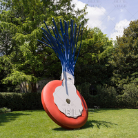 BLVE Grande Taille Décoration Extérieure Géant En Métal Art Abstrait Instrument De Musique Blanc En Acier Inoxydable Harpe Sculpture