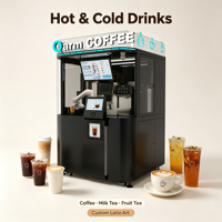 Robot à café entièrement automatique à bras unique Qarm COFFEE |   Distributeur automatique de café fraîchement moulu en espace fermé pour boissons chaudes/froides