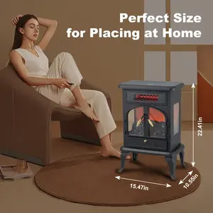 بيع بالجملة موقد كهربائي مثبت على الحائط مصباح زخرفي قائم حر 750W1500W مع جهاز تحكم عن بعد - Product Image 3