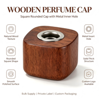 Capuchon diffuseur carré en bois personnalisé avec insert en aluminium pour bouteilles de parfum d'intérieur et de voiture