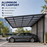 Abri de voiture mural en aluminium à poutre cantilever, résistant aux UV et aux chocs, pour parking commercial