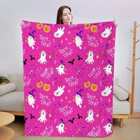 Couverture d'Halloween fantôme mignon motif floral violet patchwork, idéale pour chambre, canapé, décoration intérieure, cadeau - Vente en gros