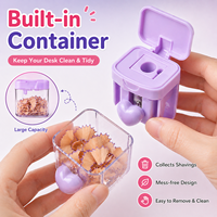 Taille-Crayon Rotatif Double Trou Couleur Macaron et Capuchon Transparent en Forme de Cœur pour Élèves du Primaire