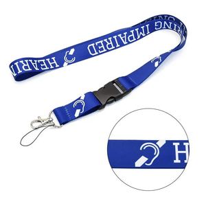 Lanière personnalisée avec logo imprimé, impression par sublimation offset, double face, en polyester, avec mousqueton, pour badge d'identification - Product Image 1