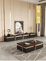 Ensemble de meubles de salon rectangle blanc de luxe table basse nordique d'appartement d'hôtel avec support TV à tiroir