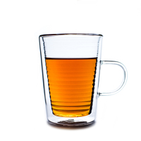 Samyo Verres à boire à isolation thermique à double paroi Tasses à café pour latte cappuccino Espresso Tasses à thé en verre avec tasse en céramique