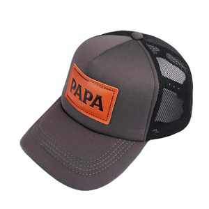 High Quality 6-Panel 112 Cap Style Structured Mesh Retro Portable Trucker <b>Hat</b> with Leather Patch Logo - Product Image 2