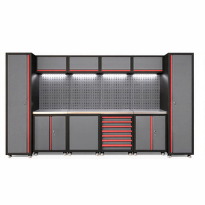 Banc de travail de garage en fer robuste RW, grand modèle, avec armoires à outils amovibles, support OEM/ODM personnalisé, noir, capacité de charge de 500 kg - Product Image 2