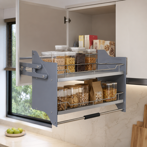 Accessori <span class=keywords><strong>per</strong></span> Armadi da Cucina dal Design Moderno TKK, Cestello Estraibile <span class=keywords><strong>in</strong></span> Metallo Resistente, Cestello Elevatore <span class=keywords><strong>per</strong></span> Dispensa - Product Image 2