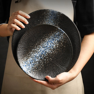 Assiette en céramique simple de style japonais, assiette plate créative pour steak et pâtes, <span class=keywords><strong>vaisselle</strong></span> de restaurant occidental pour fête, vente en gros - Product Image 4