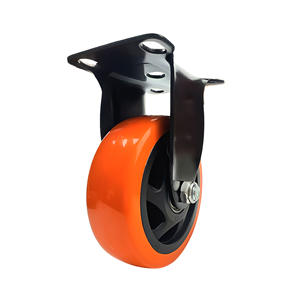 4 Zoll Premium Lenkrollen mit Feststeller aus Polyurethan in Orange mit Langlebiger Anschraubplatte - Product Image 4