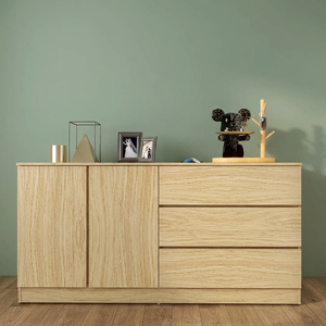 Meuble de rangement moderne à 2 portes et 5 tiroirs en aggloméré de haute qualité pour salon contemporain Furnizone - Product Image 3