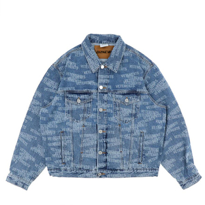 Veste en jean pour hommes en vrac Version personnalisée la distribution aléatoire de lettres impression coton mince OEM Service Cartoon - Product Image 1