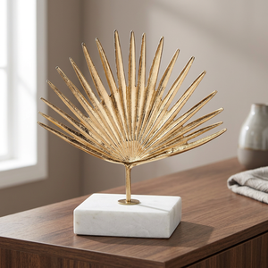 Aluminum High Leaf Sculpture Gold Plated Handmade Eco-Friendly Durable Artistic Modern Tabletop Decor Jaffs Exports - Product Image 3