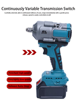 Clé dynamométrique électrique 200 mm 600 Nm, industrielle, pour bricolage, moteur sans balais 21 V, batterie lithium-ion, en alliage d'aluminium, 1/2 pouce