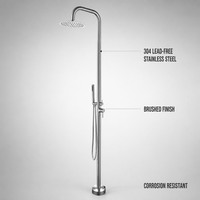 Colonne de douche autoportante en acier inoxydable OEM pour piscine, avec double poignée, ensemble de douche extérieure et robinet – Vente en gros usine