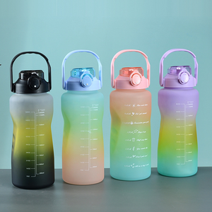 Ensemble de gobelets en plastique dégradés en trois pièces Bouteille portable givrée Marqueur de temps Bouteille de sport à boire directe Motivation pour les voyages - Product Image 2