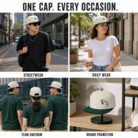 Casquette Snapback personnalisée à image vintage, visière plate, en velours côtelé vert profond et crème Wisteria, 6 panneaux, réglable, vente en gros, OEM, ODM, logo personnalisé