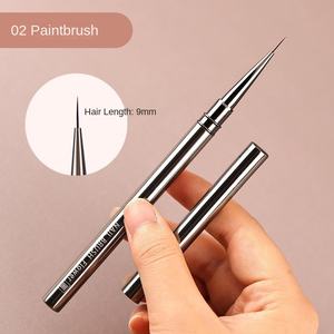 Ensemble de pinceaux pour nail art en métal noir, personnalisable, avec des poils souples et flexibles, capuchon de pinceau, poils droits pour le nail art - Product Image 3