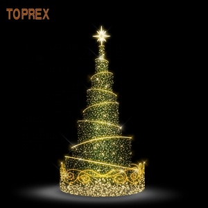 Grand arbre de Noël lumineux à structure métallique robuste, en forme de spirale, étanche pour l'extérieur, idéal pour la décoration des centres commerciaux et des rues en période de fêtes - Product Image 2