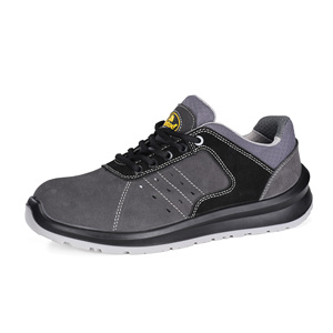 BactiVoid Comfort Wide Fit Safety Shoes Man Light Weight Safety <strong>Trainers</strong> With Breathable Leather, Gray <strong>Work</strong> Shoes - Product Image 1