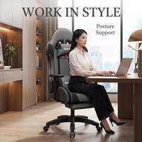 Chaise de bureau AOR en cuir au design industriel, fonction inclinable, mécanisme de levage, accoudoirs réglables, chaise de jeu inclinable
