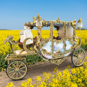 Charrette de mariage de style royal en or de haute qualité, élégante charrette Cendrillon, buggy de princesse pour les familles royales - Product Image 1