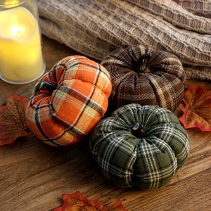 <b>Halloween</b> <b>Decorations</b> Harvest Festival Plaid Stainless Steel Pumpkin Ornaments Thanksgiving Scene Pumpkin <b>Decorations</b> From China - Product Image 3