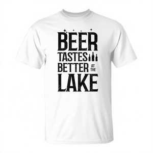 Camiseta Beer Tastes Better At The Lake, unisex, talla para adultos, mediana, blanca - Product Image 2