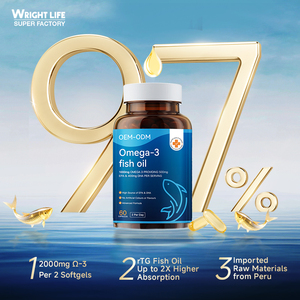 Capsules d'huile de poisson Oméga 3 en gélules molles, riches en EPA et DHA, certifiées ISO22000, naturelles, pour adultes, 60 unités, complément alimentaire de 24 mois, certifié IFOS - Product Image 1