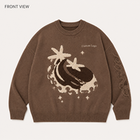 Pull en tricot à col rond pour homme personnalisé, pull à motif en relief 3D surdimensionné, étiquette privée OEM pour tenues décontractées de rue