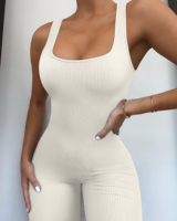 Nuevo Mono Deportivo de Moda para Mujer, Mono de Yoga con Logo Personalizado, Ropa Deportiva Acanalada de Una Pieza