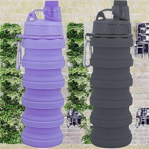 Bouteille d'eau pliable minimaliste en silicone écologique unisexe avec couvercle, personnalisable avec logo, pour camping, randonnée, voyage, consommation directe - Product Image 5