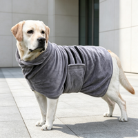 Peignoir absorbant en polyester doux à séchage rapide pour chiens et chats - Manteau pour chiens et chats